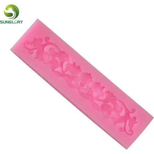 DIY 3D Leaf Silicone Mold Lace Fondant Mold For Cake Decoration Gum Paste Moldes De Silicona Sugarcraft Cake Border Color Pink