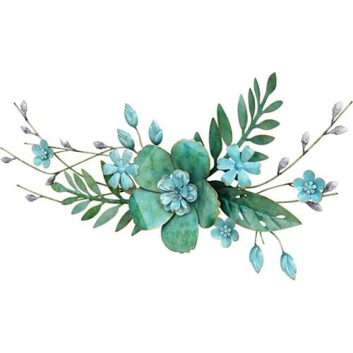 Modern Creative Wall Wrought Iron 3D Simulation Flowers Plant Wall Mural Crafts Decoration Home Porch Wall Hanging Ornament Art
