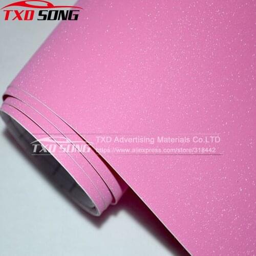 Car Styling Pink Glitter Diamond Vinyl Films Wrap Matt sanding Diamond Glitter Sticker Matt pink glitter vinyl film Free Ship