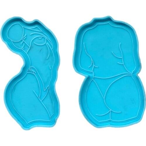 Fat Woman Body Back View Sketch Drawing Coaster Sexy Woman Mirror Silicone Epoxy Coaster Mold Cookie Mould