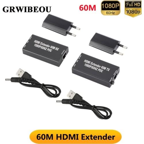 Extender HDMI RJ45 1080P 60HZ HDMI extender cat5 60M HDMI extender over ethernet cat6/5e for PS4 apple TV PC laptop HDTV