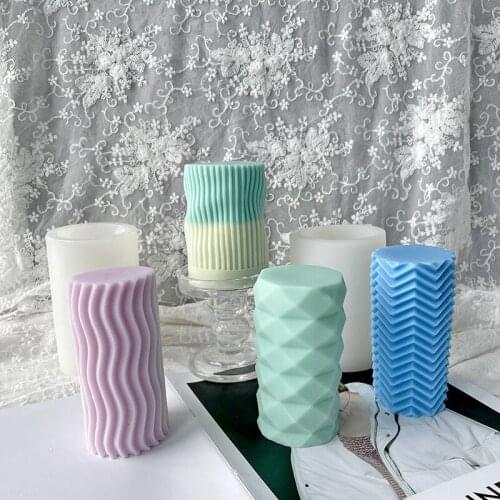 2021 New Non Stick Style Silicone Flowers Candle Mold Diy Wave Cuboid Soap 3d Stereo Patterns Decorating Plaster Making Tools