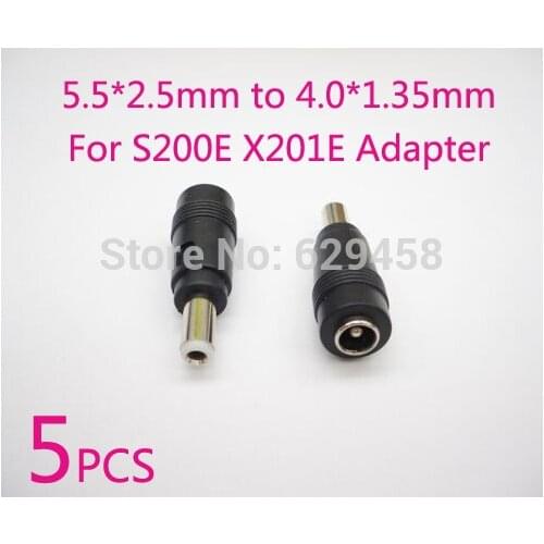 High Quality 5PCS 5.5*2.5mm Female to 4.0*1.35mm Male DC Power Plug for ASUS S200E X201E Adapter Free Shipping