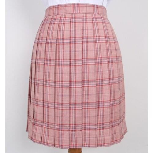 Sweet Womens Grapefruit Red Plaid Skirt JK Japanese Girl School Uniform Short Pleated Skirt A-Line Necktie Bow Tie