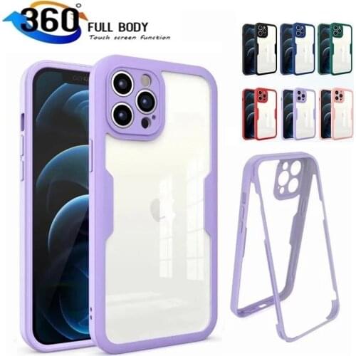 360 Degree Full Cover Protection Phone Case For iPhone 13 12 11 Pro XS Max Mini XR X 7 8 Plus SE Soft Silicone Shockproof Cover