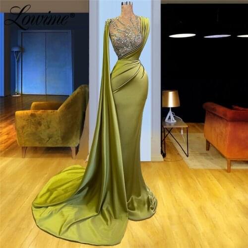 Lowime Dubai Design Arabic Long Turkish Evening Dresses 2021 Newest Customized Beaded Celebrity Dress Robe De Soiree Party Gowns