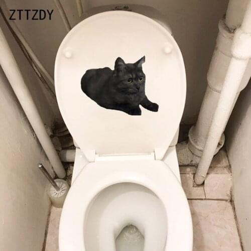 ZTTZDY 21*16.2CM Cool Cat Wall Sticker Toilet Decal Living Room Home Decor Modern Style T3-0287