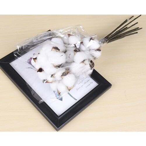 10pcs/Set Natural Dried Cotton Bouquet Artificial Plant Flower Branch For Wedding Party ValentineS Day Decor Home Ornament