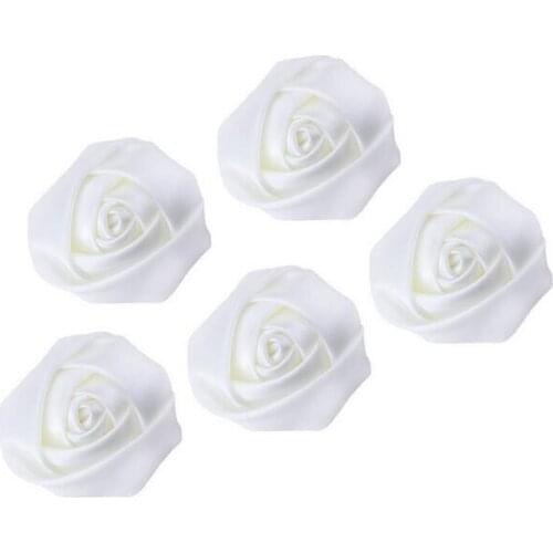 100 Pcs\lot Handmade 3.5 cm DIY Materail Rose Flower Heads Fabric Ribbon Artificial Rose Flowers For Wedding Bouquet Decoration