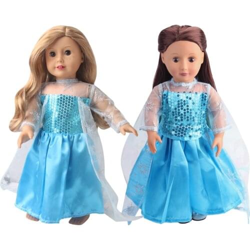 40-43 Cm Baby Boy Dolls Blue Princess Dress American Newborn Ice Sequins Clothes Toys Accessories Fit 18 Inch Girls Gift f79