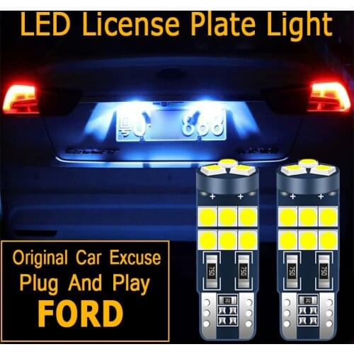 2pcs LED License Plate Lights Bulb Lamp W5W T10 For focus 2 mk2 mondeo mk4 mk3 fusion fiesta c max explorer kuga mustang F-150