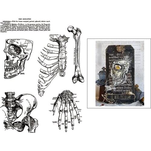 2021 New Skeleton Clear Stamps Words and Framework Die Scrapbooking For Halloween Crafts Paper Card Making no Metal Cutting Dies