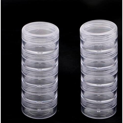 2x 5 Stacking Bead Containers Clear Screw Top Make Up Storage Organizer Box