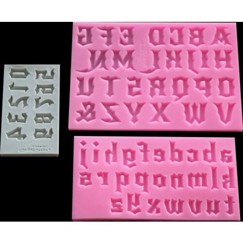 3PCS/set of new fondant letters uppercase lowercase numbers silicone mold chocolate clay epoxy decoration tool accessory mold