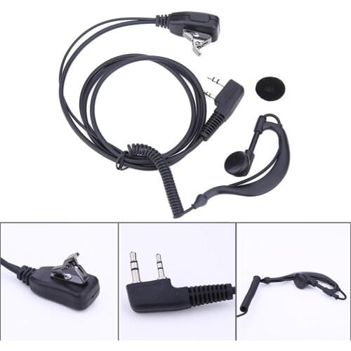 ALLOET 2 PIN 1m Earpiece Headset PTT with Microphone Walkie Talkie Ear Hook Interphone Earphone for BAOFENG UV5R/KENWOOD/HYT