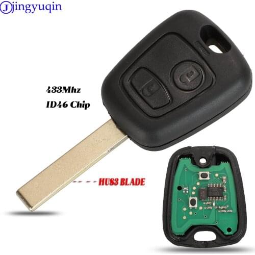 Jingyuqin Car remote control Key 2 Buttons ASK 433Mhz For PEUGEOT 207 307 Car Keyless Fob PCF7961 Chip HU83 Blade