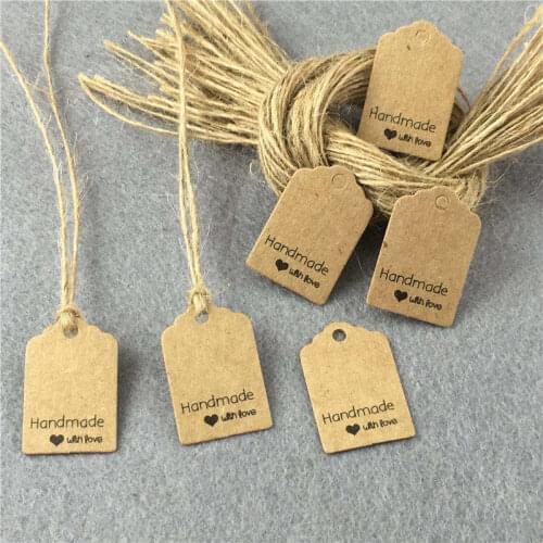500Pcs/Lot 3x2cm Cardboard Kraft Paper Scalloped Shaped Tag For Thanksgiving Day Decoration Greeting Label Price Tag With String