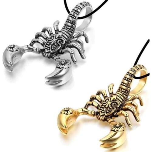 316L Stainless Steel Chain Scorpion King Pendant Necklace For Men Gothic Leather Rope Chain Man Halloween Jewelry Gift Wholesale