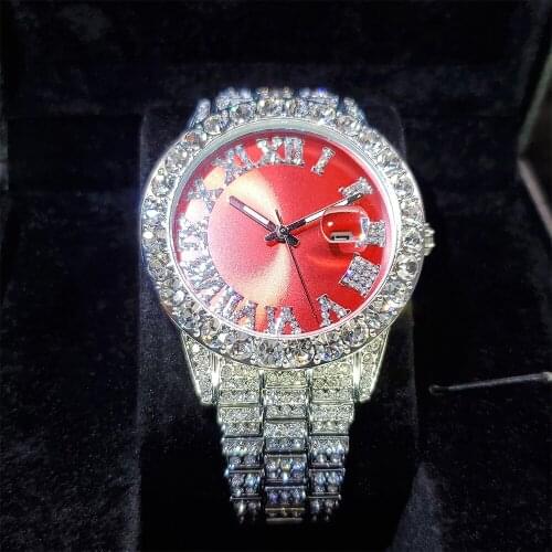 Hip Hop MISSFOX Fully Iced Out Men Watches Streetwear Top Brand Luxury Date Business Quartz Wristwatches Street Style Male Watch