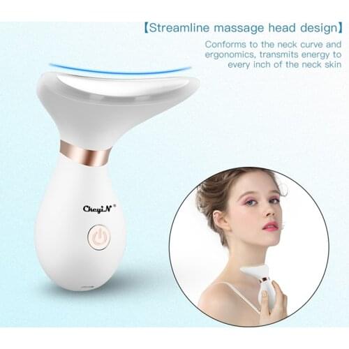 CkeyiN Facial Neck Massager LED Photon Light Heating Therapy Skin Lifting Device Double Chin Neck Facial SaggingWrinkles Remover
