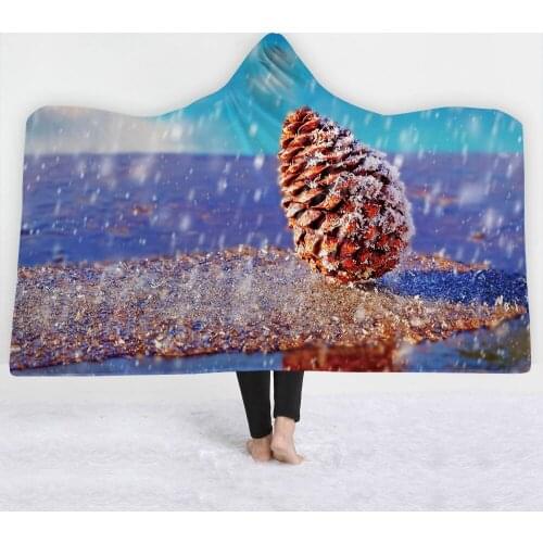 Blue sky Seaside blanket keep Warm soft comfortable blanket good quality with hat Sand beach twin full size blanket