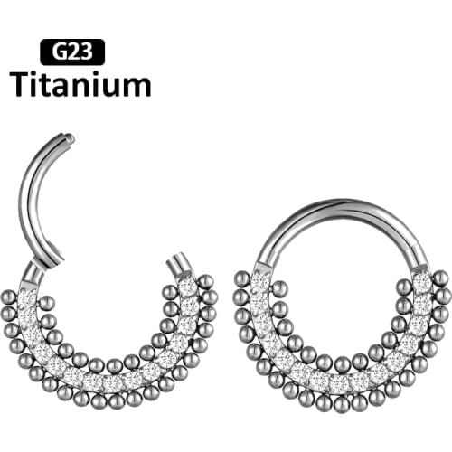1PS G23 Titanium Hinged Segment Zircon stone 16G Nose Ring Hoops Helix Cartilage Tragus Body Piercing Jewelry