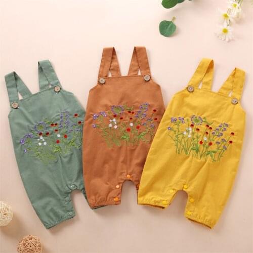 Overalls For Children Newborn Infant Baby Boys Girls Cute Embroider Suspender Trousers Romper Clothes для новорожденных Clothes