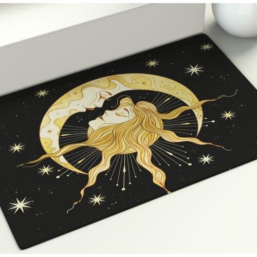 Hippie Moon Woman Floor Mat Greek Myths Gods Area Rugs Kitchen Home Living Bath Decoration Print Anti Slip Geometry Carpet