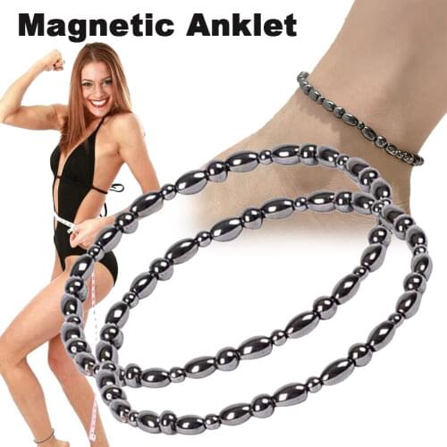 1/2Pcs Fashion Unisex Women Men Fashion Magnetic Black Stone Weight Loss Anklet Natural Brazilian Black Stone Health Care Anklet