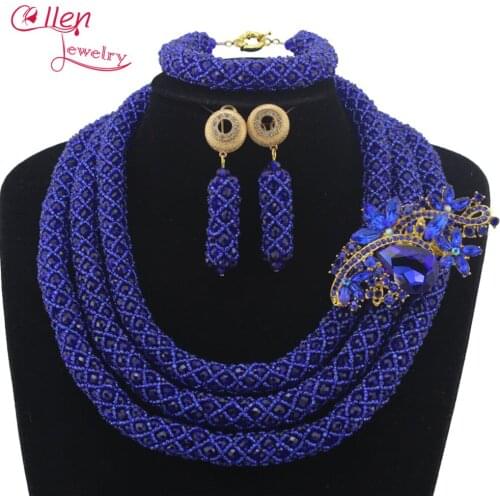Fashion New African Crystal Bridal Necklace Set Costume Nigerian Wedding African Beads Jewelsry Set Free shipping W13095
