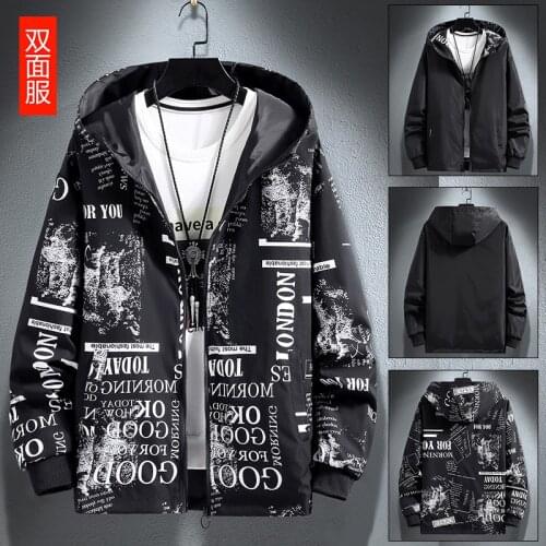 NEW Hoodies Double sided Men Motorcycle Casual Hip Hop Long Sleeve Hooded Sweatshirts zipper Windproof Jacket Hoody Clothing