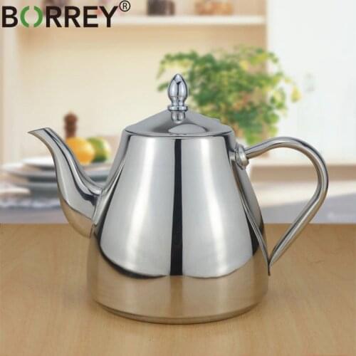 BORREY Tea Kettle Teapot Coffee Pot Large Capacity Tea Pot With Tea Infuser Water Kettle Teapot Silver Teaware Sets Tea Tools