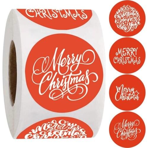 500pcs Merry christmas stickers 4 Designs Red Christmas Seal labels for Holiday party decor Gift packaging labels Children gift