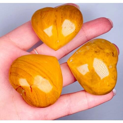Natural Woodstone Crystal Heart Shape Massage Mineral Reiki Healing