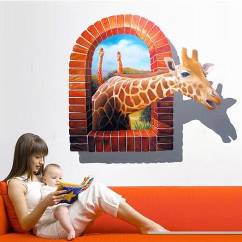NEW Creative wall sticker 3D three-dimensional wall stickers The giraffe Wall Sticker Interesting wall stickers 9168018