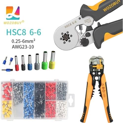 WOZOBUY Multifunctional Wire Stripper Crimping Tool Kit - HSC8 6-6 Pliers,Self-Adjusting Cutter Crimper,With Wire Terminals