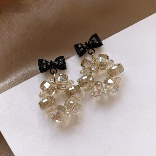 OLIRAFT Black Butterfly Crystal Earrings 2021 New Style Fashion Korea Elegant Ear Stud For Women Wholesale