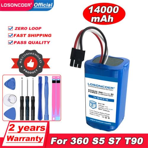 Original LOSONCOER Battery 3000mah Robot Vacuum Cleaner Battery For 360 S5 S7 T90 X90 Robotic Vacuum Cleaner Spare Parts