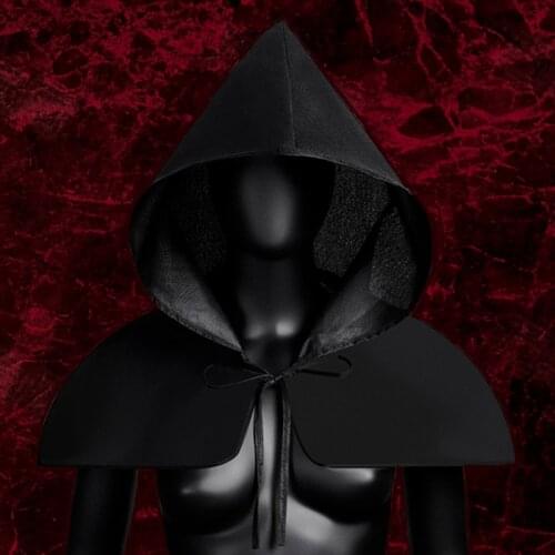 Vampire Cosplay Cloak Medieval Gothic Black Halloween Cape Accessories Hat Steampunk Mask Cross Costumes Masquerade Headscarf