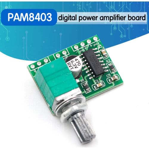 PAM8403 mini 5V digital amplifier board with switch potentiometer can be USB powered