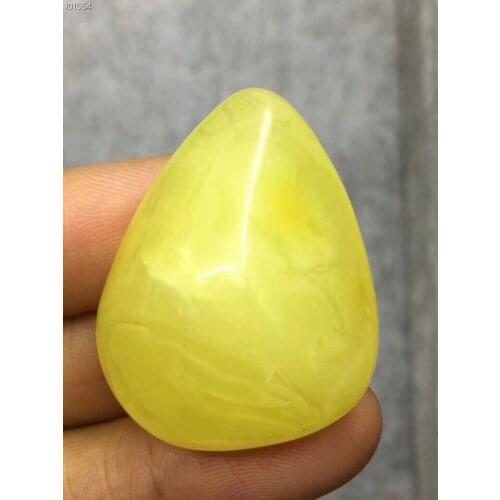 Genuine Natural Yellow A mber Stone Pendant 35x28mm Necklace Golden Crystal Round Bead Long Chain Necklace Certificate AAAAA