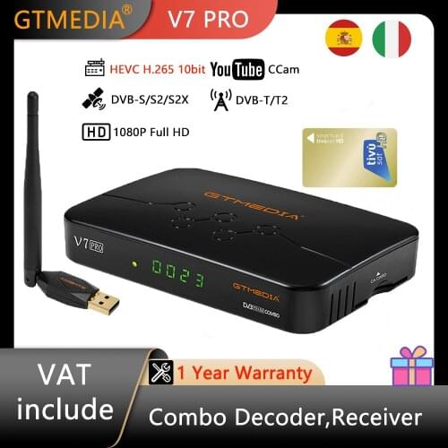 GTMEDIA V7 Pro Satellite Receiver TV Receptor 1080P DVB-S2 T2 CA Card Support DVB S2 PK Freesat HD Decoder V7S2X With Usb Wifi