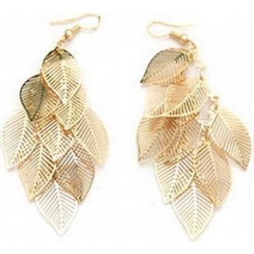 Ms. selling metal alloy earrings best gift alloy leaves ear with disabilities