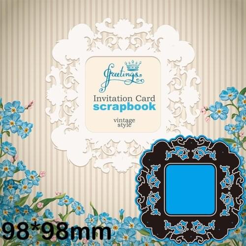 Cutting Dies Irregular Lace Invitation Card with Bowknots Metal for DIY Scrapbooking Photo Album Embossing Paper Card 98*98mm