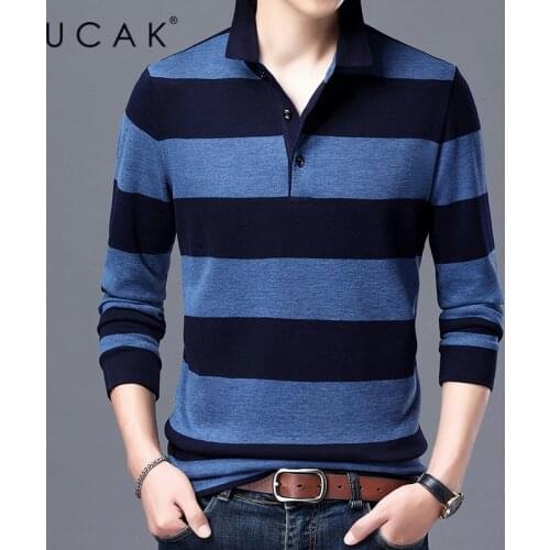 UCAK Brand Casual Cotton Turn-down Collar T Shirt Men Clothes Spring New Arrivals Streetwear Long Sleeve T-Shirts Clothing U5371