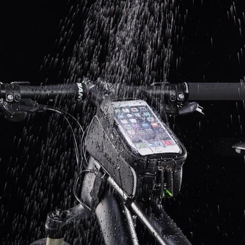 ROCKBROS MTB Bike Bag 6" Touchscreen Bicycle Frame Saddle Bag Cycling Top Waterproof Tube Bag Phone Case Bike Accessories