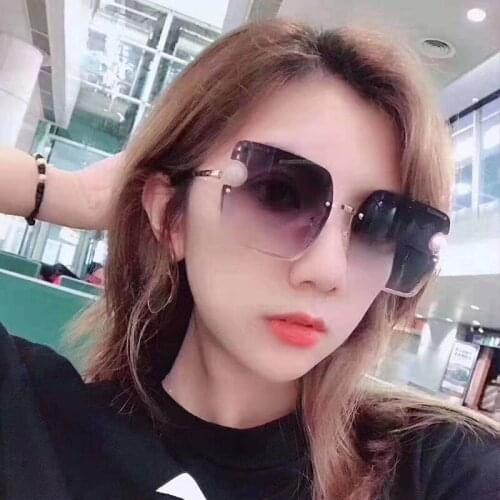 MS New Women Sunglasses Rimless UV400 pearl High Quality Gradient Sun Glasses Female oculos With Box