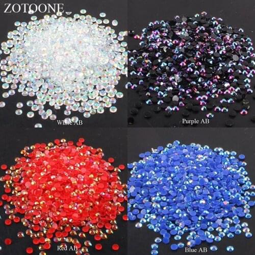 ZOTOONE 2-6mm 1000Pcs Rhinestones Crystal Clear AB Non Hotfix Flatback Nail Rhinestoens For Clothes Decoration DIY Mobile Phone