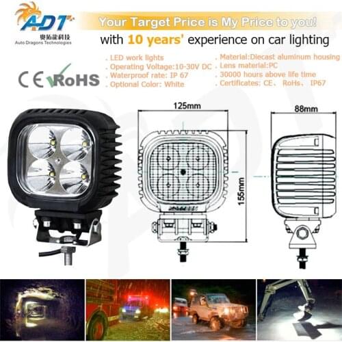 1pcs 10-30V DC 40W 4* Cr led 6000K 4.3 inch led work light lamp for Project Vehicles,SUV, Excavators,Wheel Loaders CE
