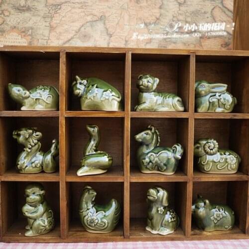 12pcs/set Chinese 12 Zodiacs Ceramic Handcrafts Ornaments Living Room Modern Decor